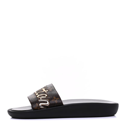 Louis Vuitton Metallic Calfskin Monogram Logo Sunbath Slide Sandals 37 1 of 8