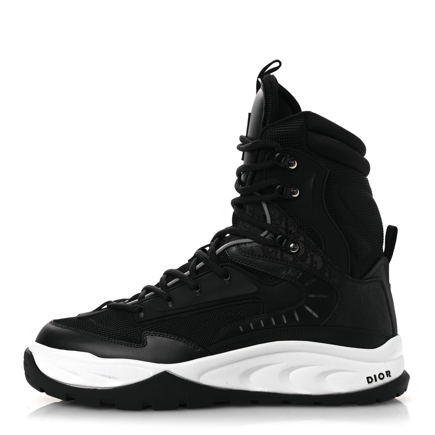 Calfskin Nylon Oblique Mens Snow Ankle Boot 42 Black