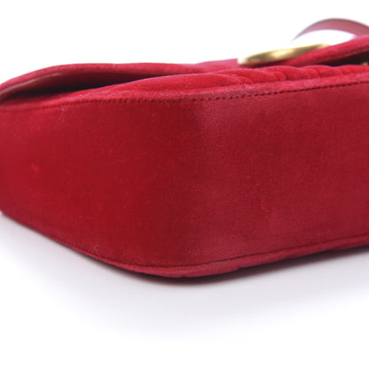 Gucci Velvet Matelasse Small GG Marmont Shoulder Bag Hibiscus Red 9 of 11