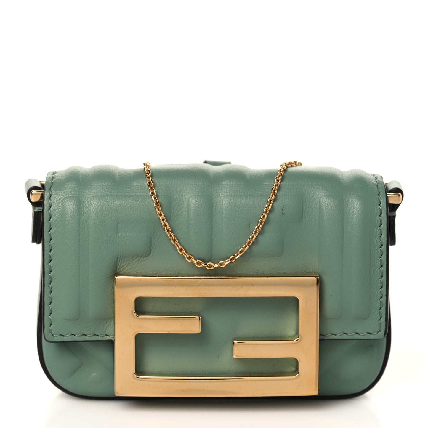 Nappa Matisse FF Embossed Nano Maxi Buckle Baguette Charm Menta
