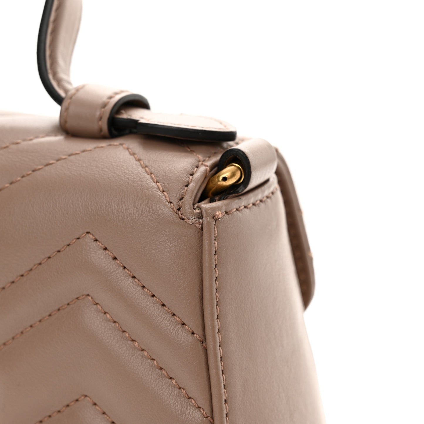 Calfskin Matelasse Mini GG Marmont Top Handle Shoulder Bag Porcelain Rose