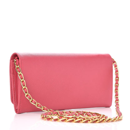 Prada Saffiano Metal Oro Chain Wallet Peonia 3 of 8