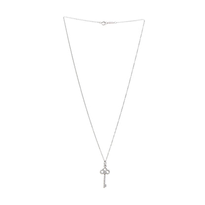 Tiffany 18K White Gold Diamond Mini Fleur De Lis Key Pendant 3 of 7