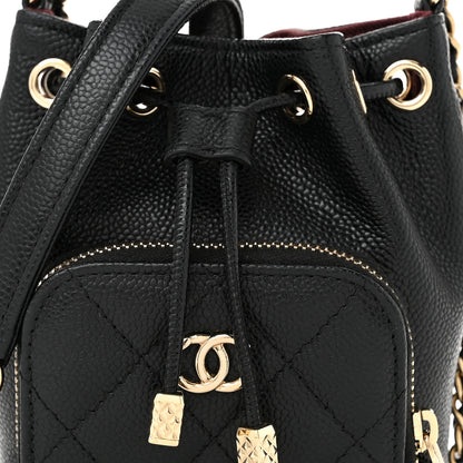 Chanel Caviar Quilted Mini CC Pocket Bucket Bag Black 8 of 10