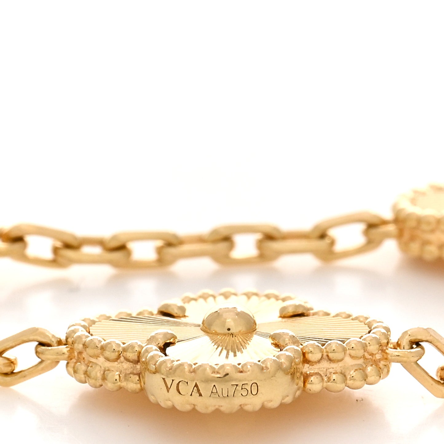 18K Yellow Gold 5 Motifs Guilloche Vintage Alhambra Bracelet