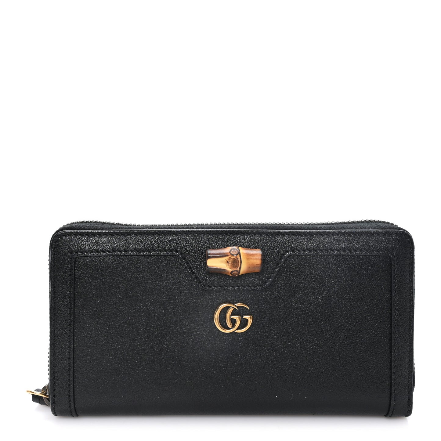 Wonka Grain Calfskin Diana Continental Wallet Black Black