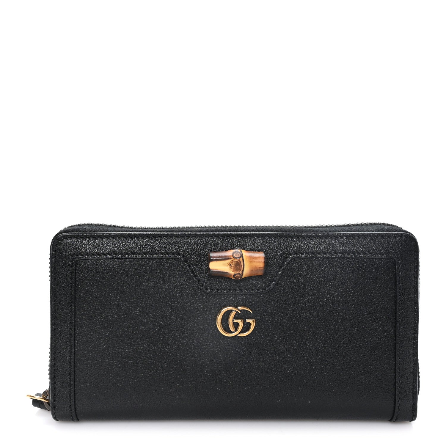 Gucci Wonka Grain Calfskin Diana Continental Wallet Black Black 1 of 7