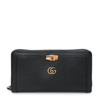 Gucci Wonka Grain Calfskin Diana Continental Wallet Black Black 1 of 7