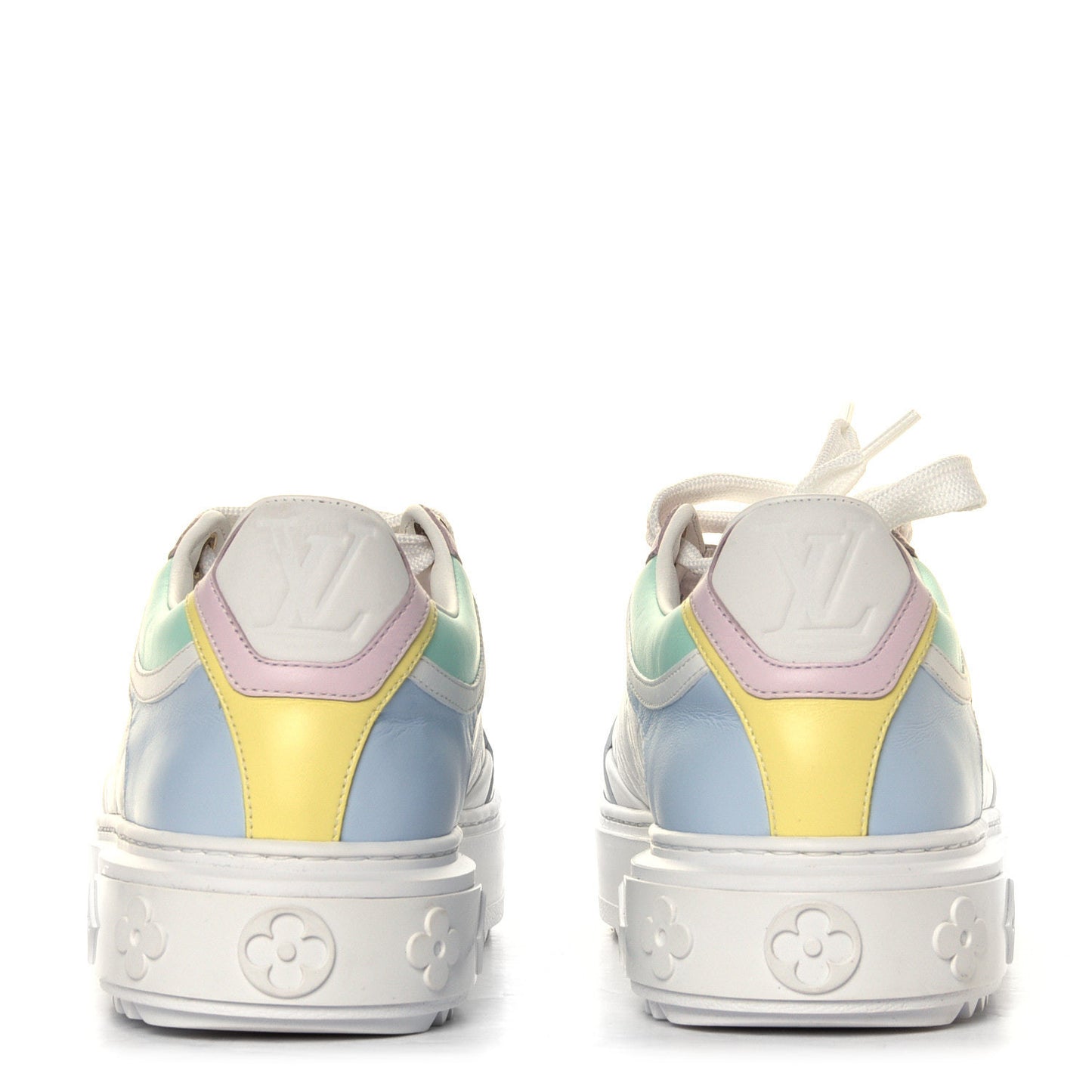 Monogram Embossed Lambskin Time Out Sneakers 38 Light Blue Pastel