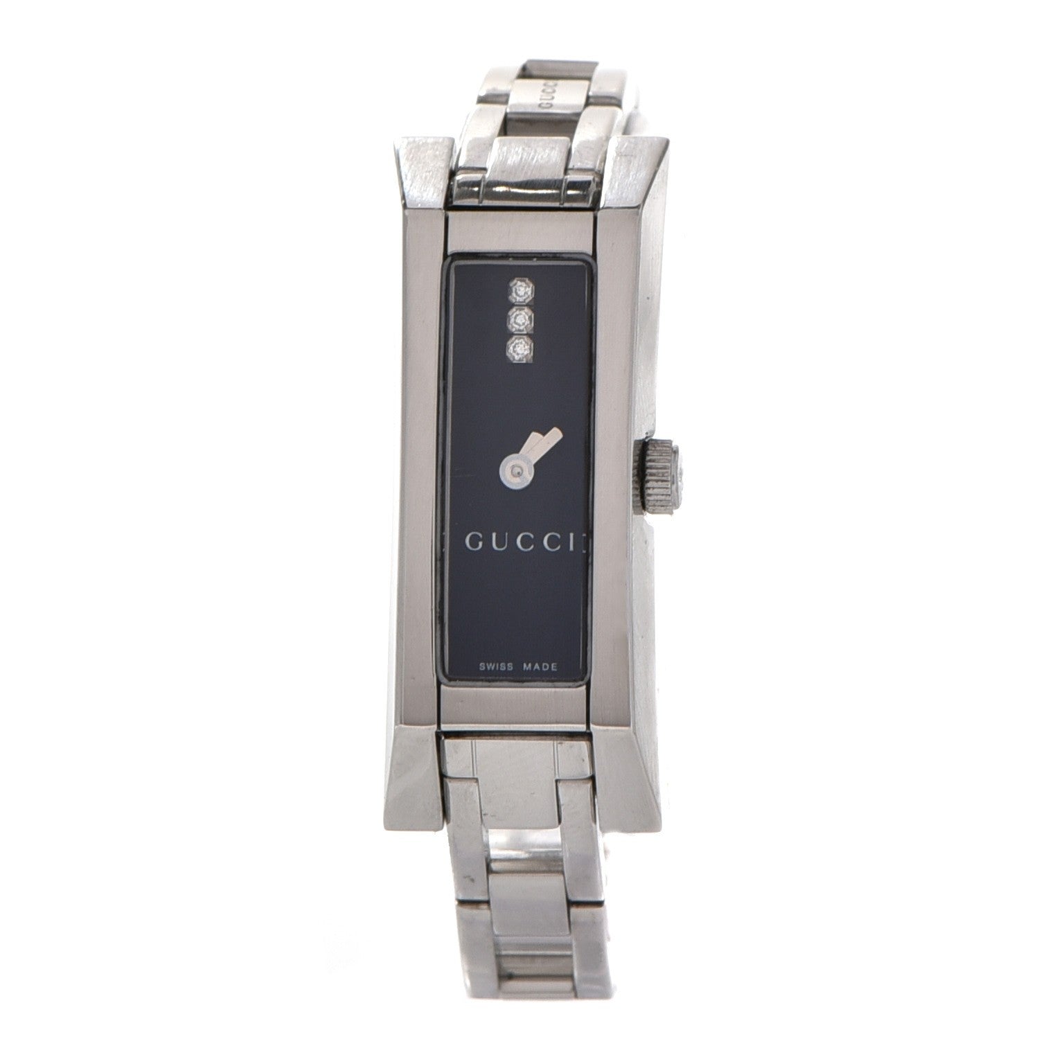 Gucci Stainless Steel Diamond 13mm Quartz Watch Black 1 of 7