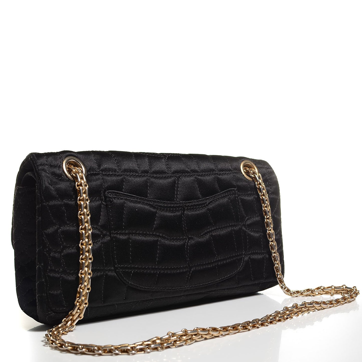 Satin Coco's Croc East West Double Flap Black