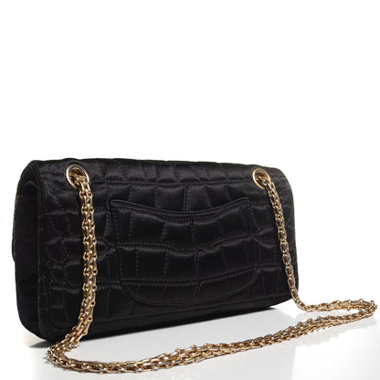 Chanel Satin Coco's Croc East West Double Flap Black 3 of 8