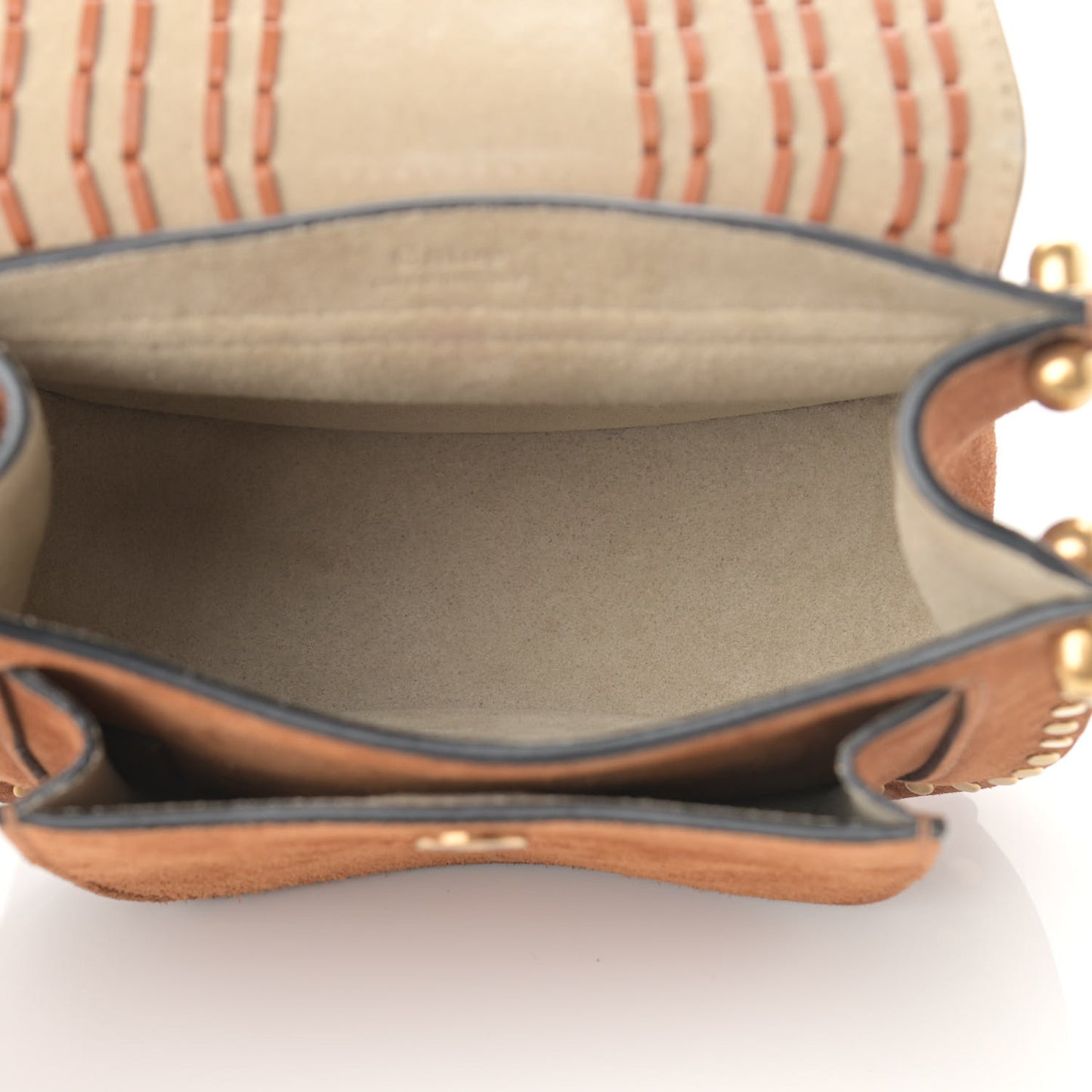 Suede Calfskin Braided Mini Hudson Shoulder Bag Caramel