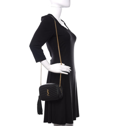 Saint Laurent Grain De Poudre Matelasse Monogram Mini Lou Camera Bag Black 2 of 11