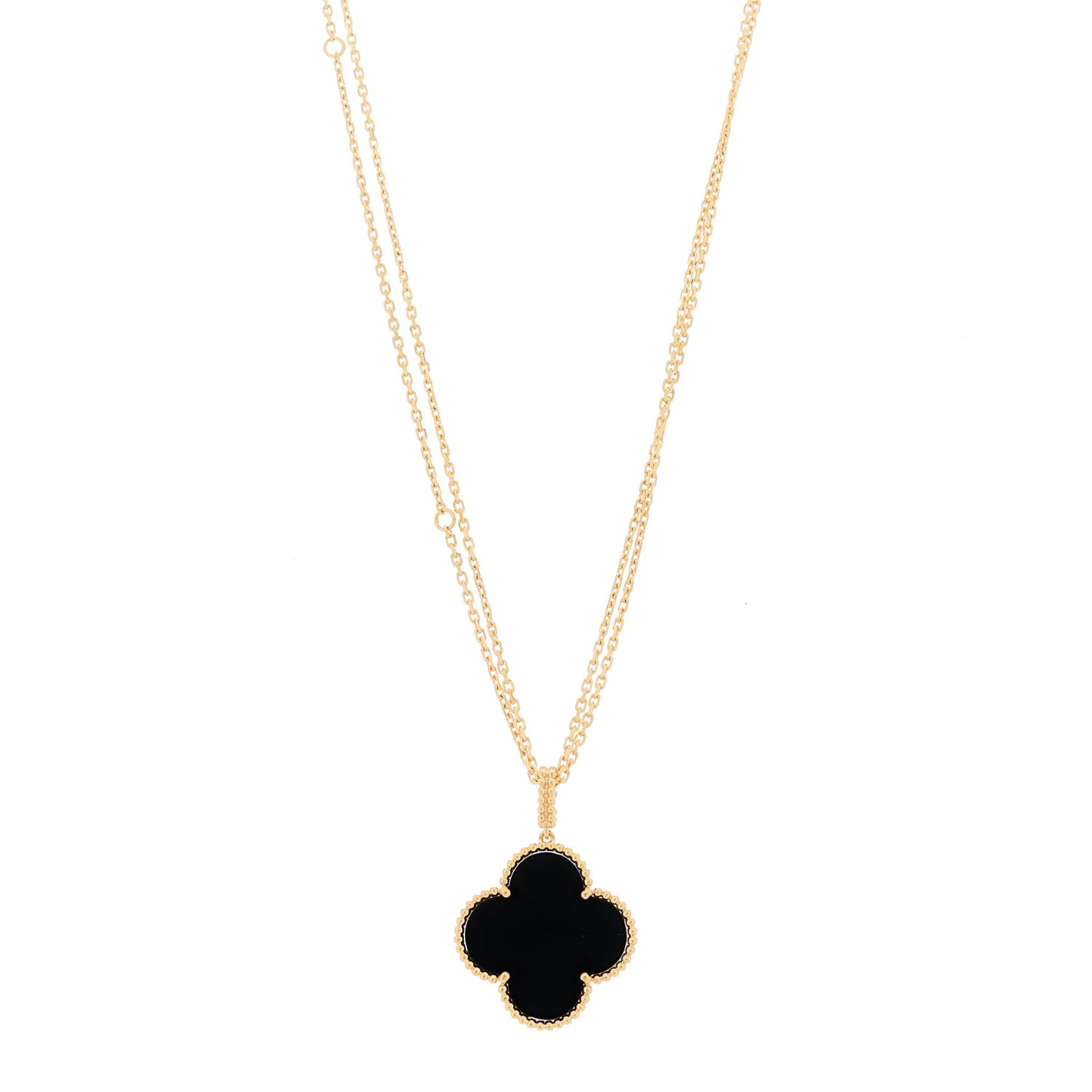18K Yellow Gold Black Onyx Magic Alhambra Pendant Necklace
