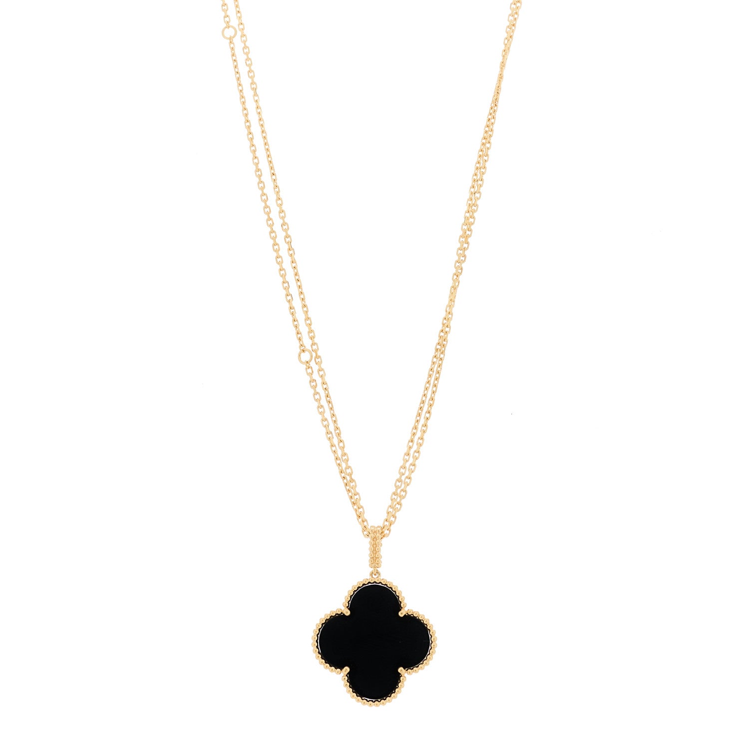 Van Cleef & Arpels 18K Yellow Gold Black Onyx Magic Alhambra Pendant Necklace 1 of 5
