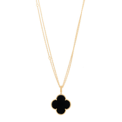 Van Cleef & Arpels 18K Yellow Gold Black Onyx Magic Alhambra Pendant Necklace 1 of 5
