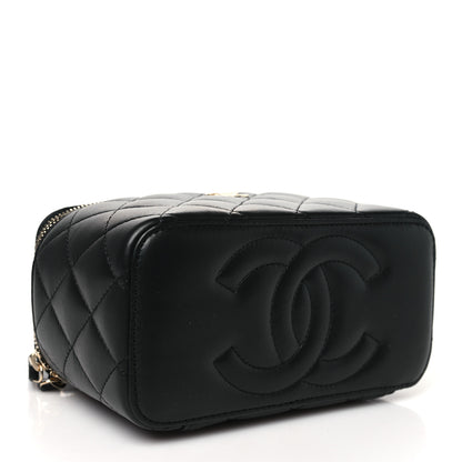 Chanel Lambskin Quilted Small Top Handle Vanity Case With Chain Black 4 of 10