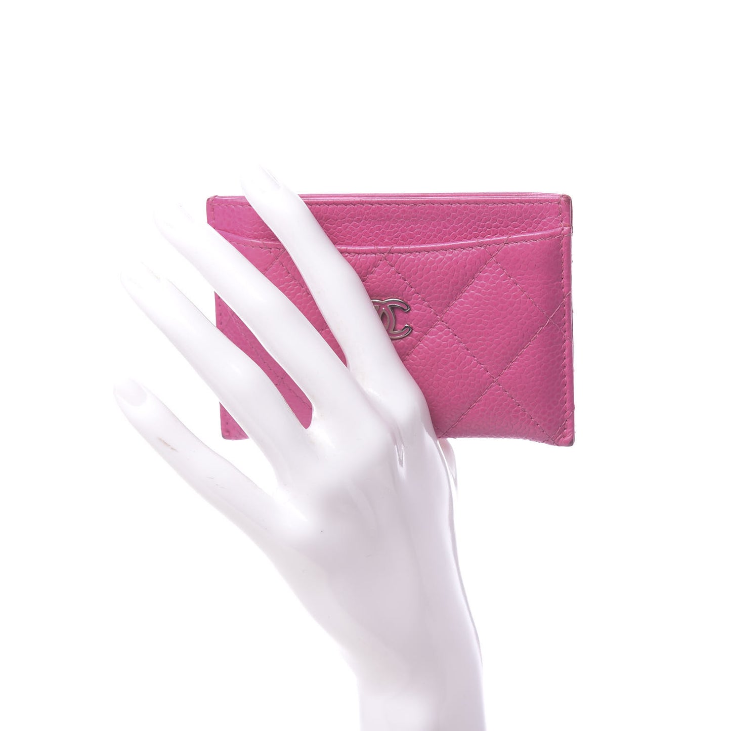 Caviar Quilted Card Holder Pink