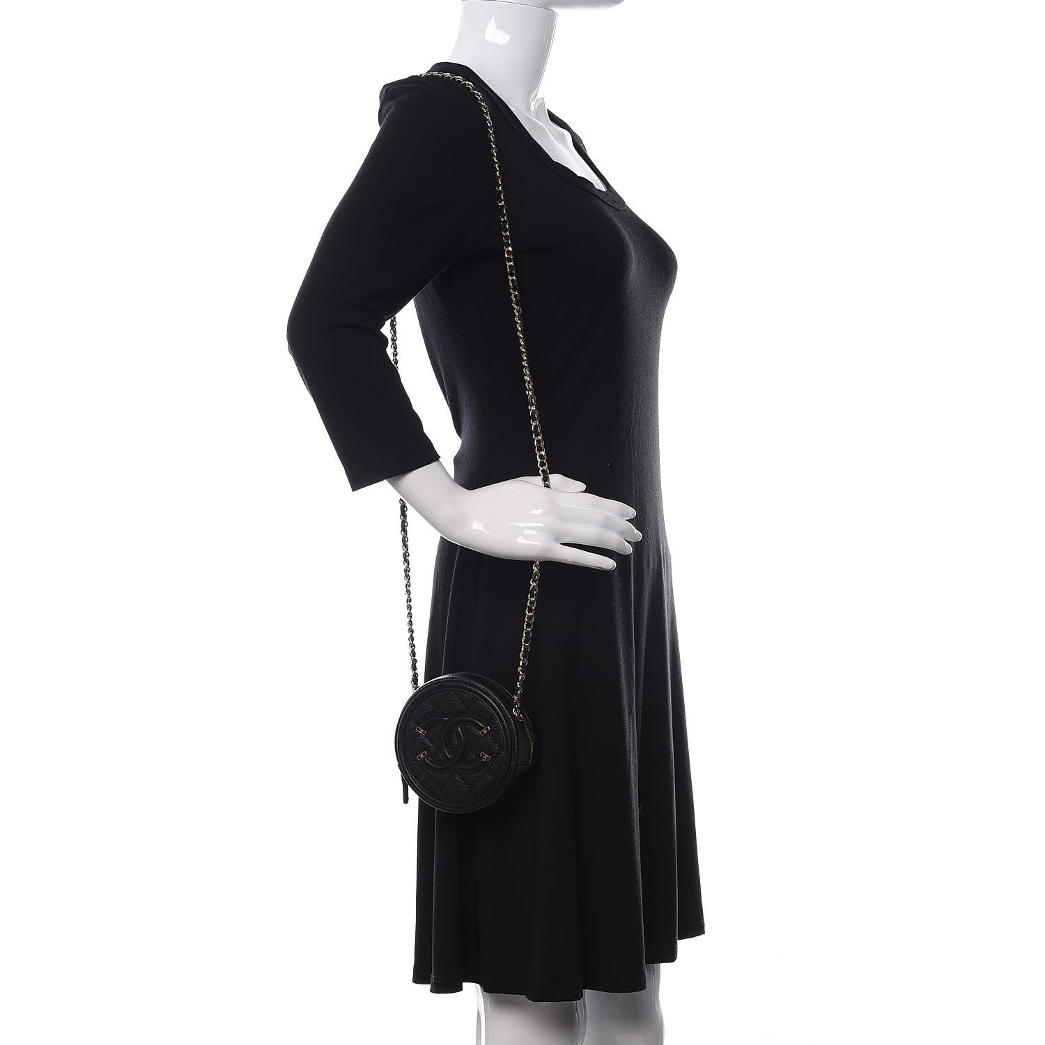 Chanel Caviar Quilted Round Filigree Crossbody Black 2 of 11