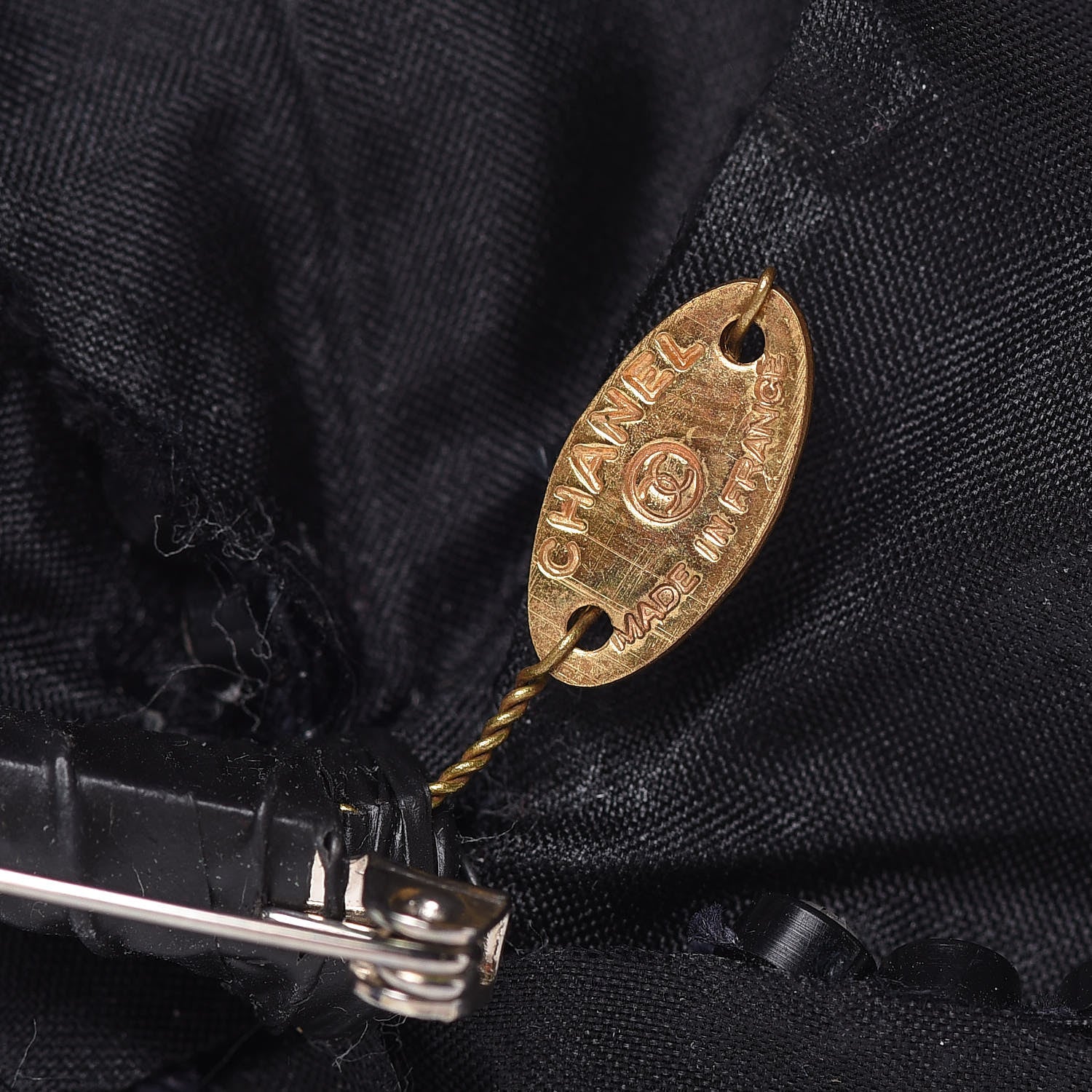 Chanel Velvet Crystal Camellia Brooch Black 4 of 5