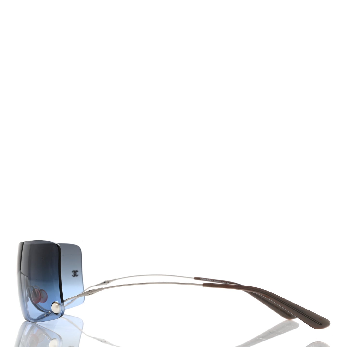 Rimless Shield Pearl Sunglasses 4077 Gradient Blue