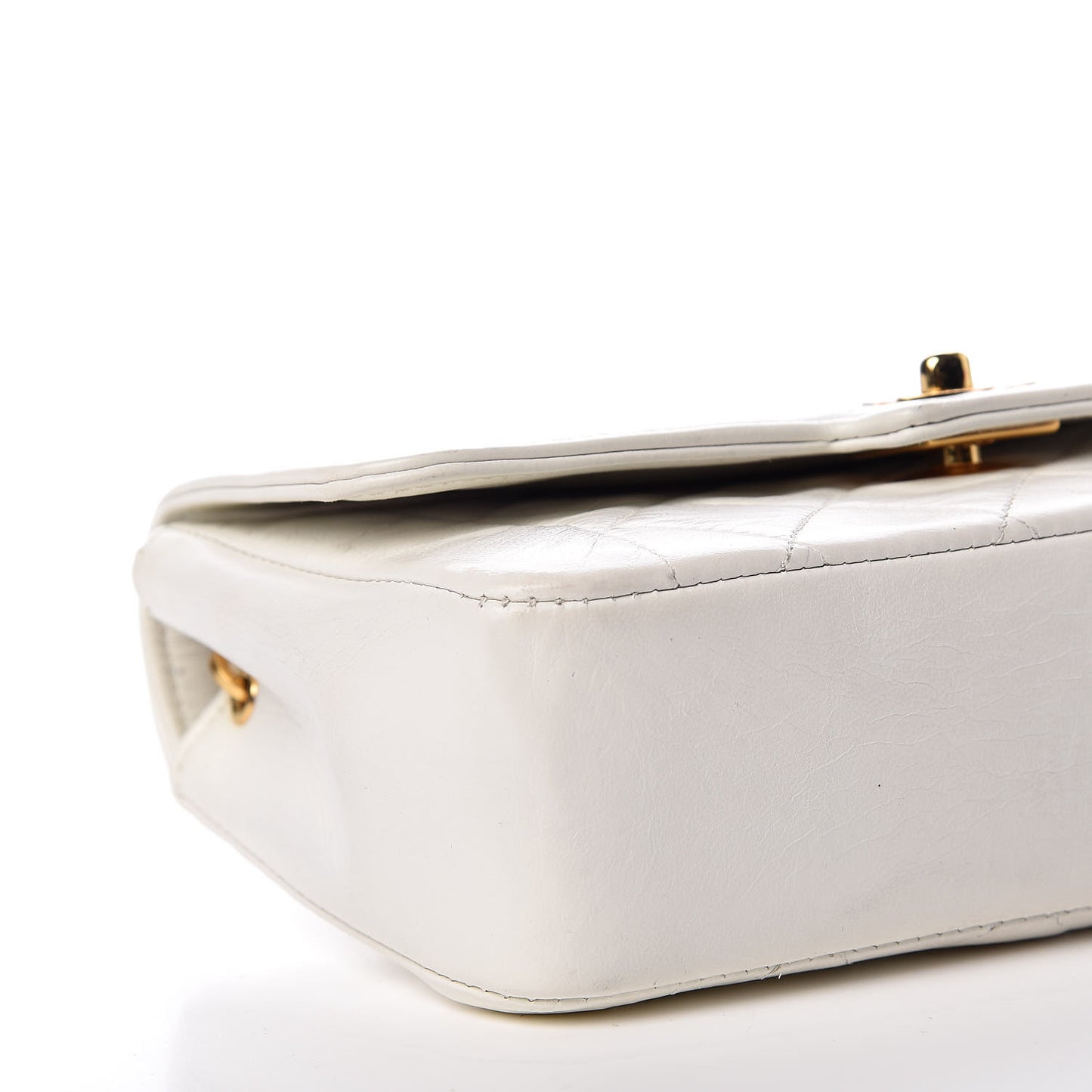 Lambskin Quilted Small Single Flap White