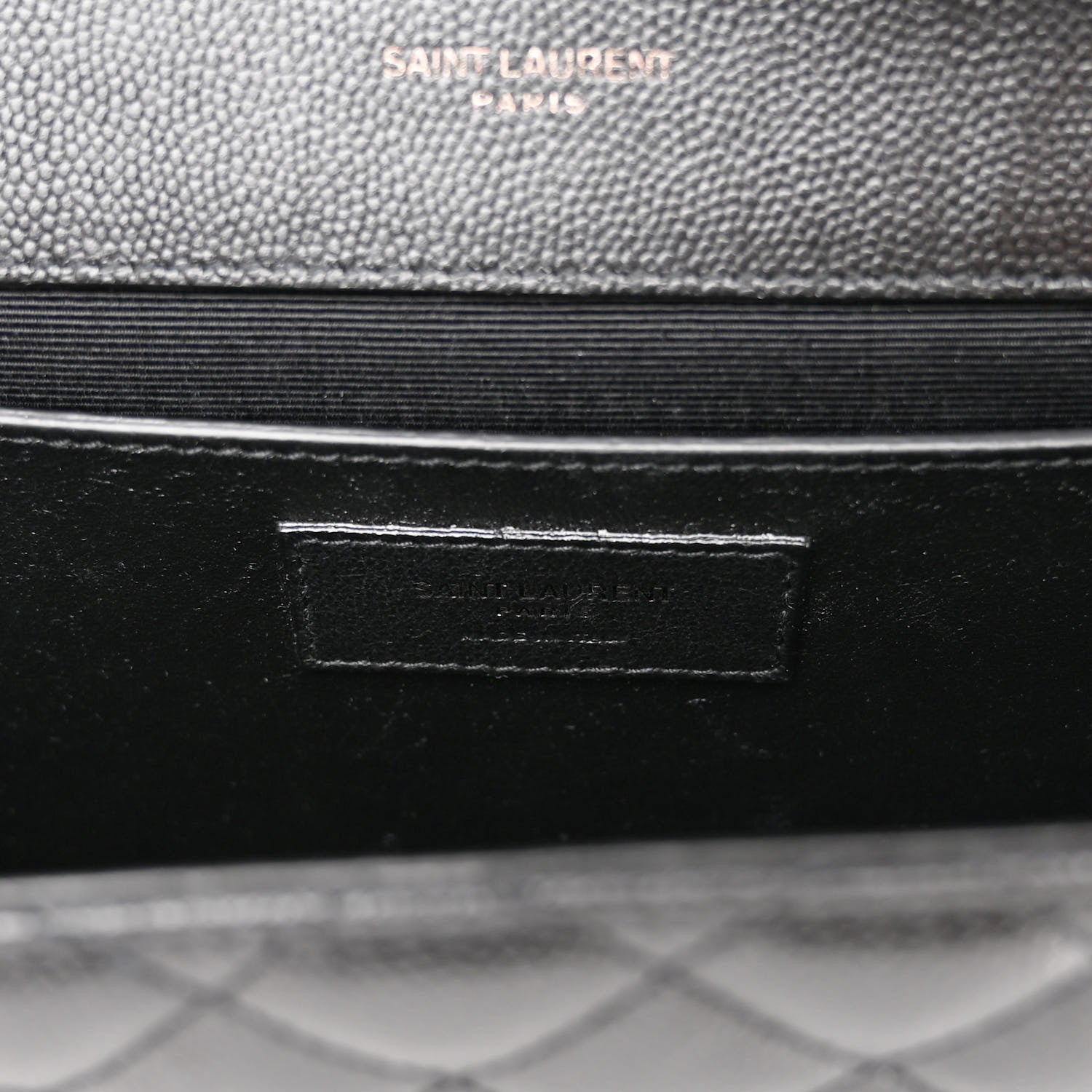 Saint Laurent Grain De Poudre Textured Mixed Matelasse Triquilt Medium Monogram Monochrome Satchel Black 6 of 10
