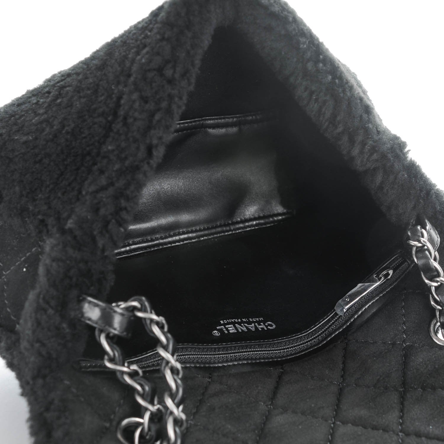Chanel Shearling Lambskin Pearl Flap Black 6 of 8