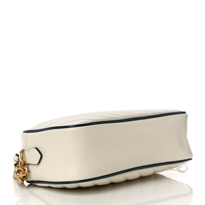 Gucci Vintage Effect Calfskin Matelasse Diagonal Small Torchon GG Marmont Chain Shoulder Bag Mystic White Blue Agata 4 of 11