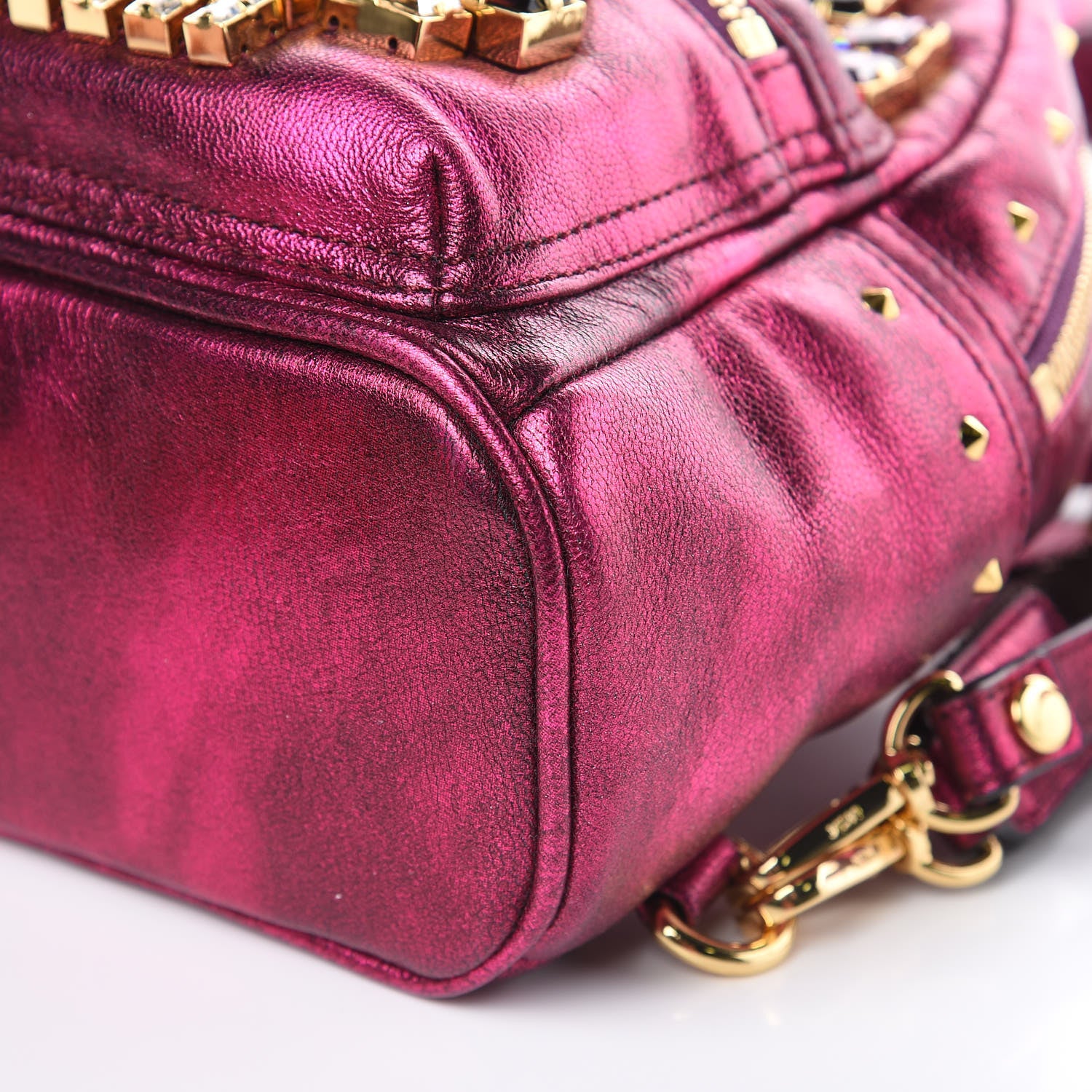 MCM Metallic Calfskin Swarovski Crystal Baby Edeline Backpack Pink 10 of 11