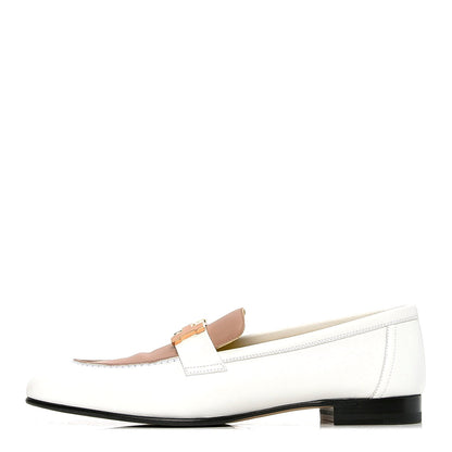 Hermes Calfskin Womens Paris Loafers 38.5 White Bois De Santal 1 of 9