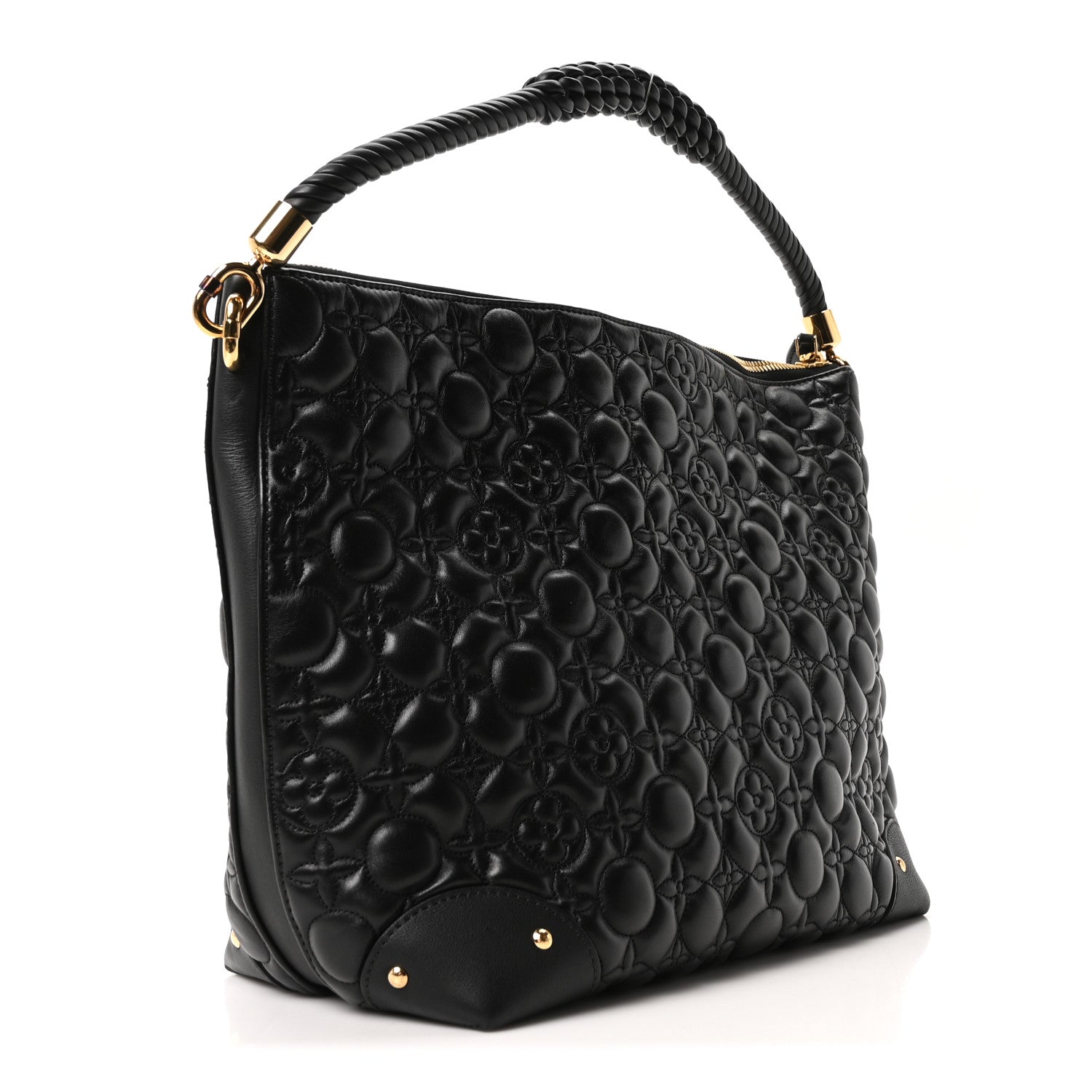 Louis Vuitton Lambskin Quilted Flowers Triangle Softy Black 3 of 9