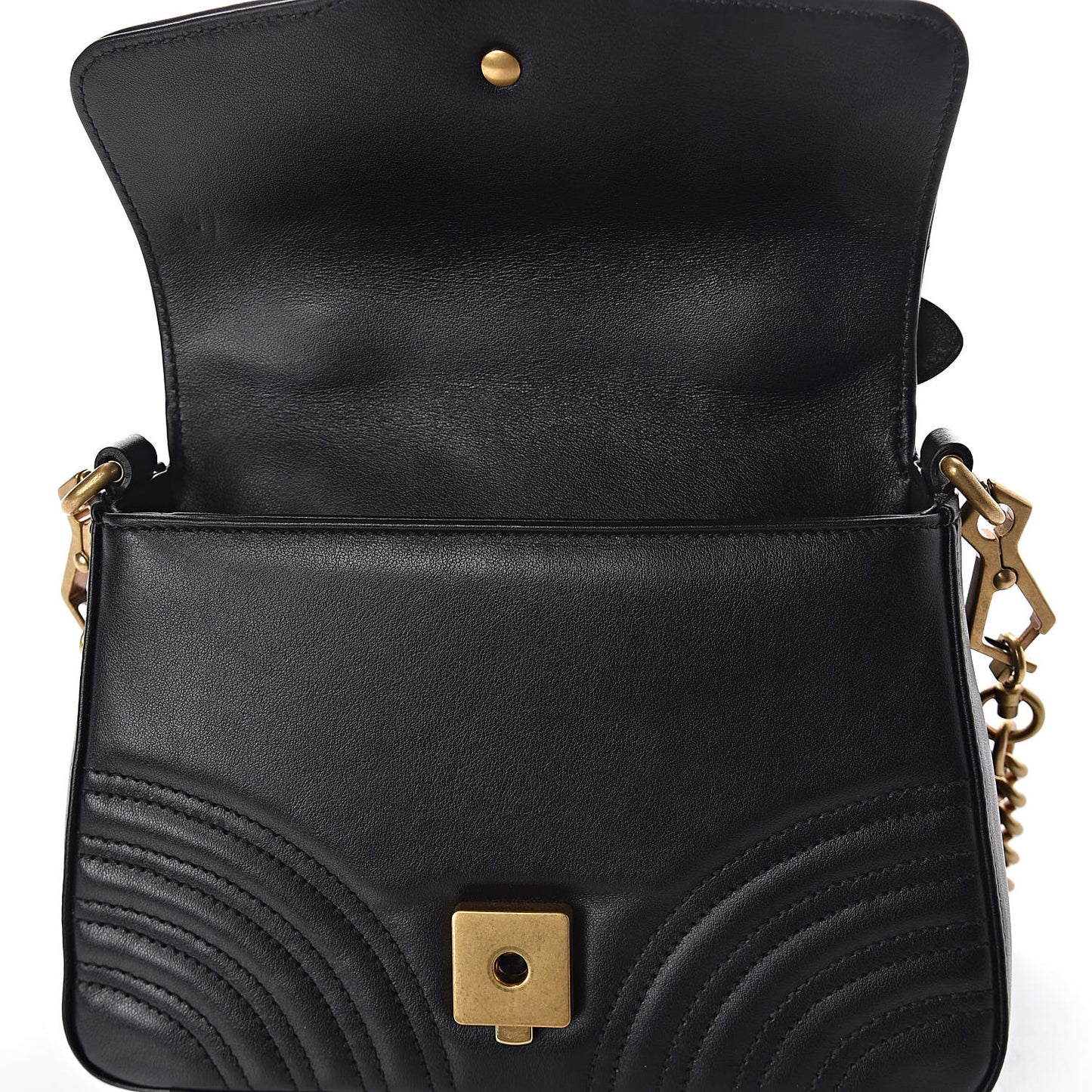 Calfskin Matelasse Mini GG Marmont Top Handle Shoulder Bag Black