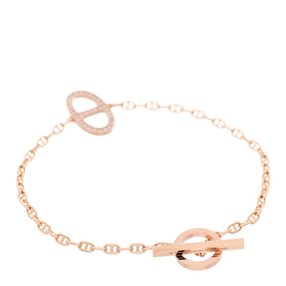 Hermes 18K Rose Gold Diamond Chaine d'Ancre Contour Bracelet ST 2 of 5