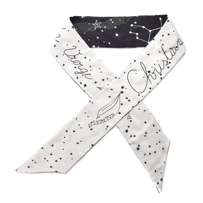 Christian Dior Silk Zodiac Virgo Mitzah Scarf Black 3 of 5