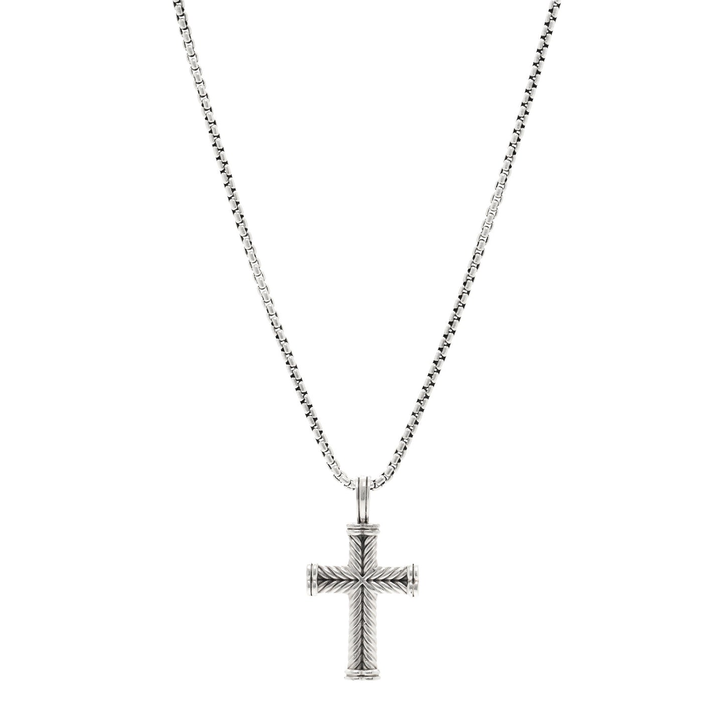 Sterling Silver Chevron Cross Pendant Necklace