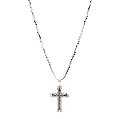 David Yurman Sterling Silver Chevron Cross Pendant Necklace 1 of 4