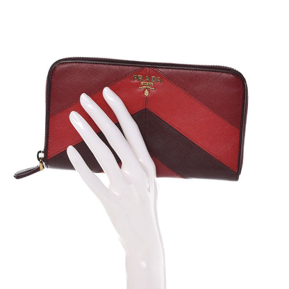 Prada Saffiano Chevron Zip Around Wallet Rubino 2 of 10