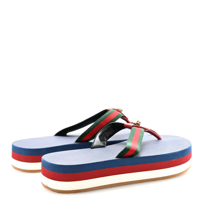 Gucci Canvas Web Platform Lifford Thong Sandals 36.5 Hibiscus Red 8 of 18