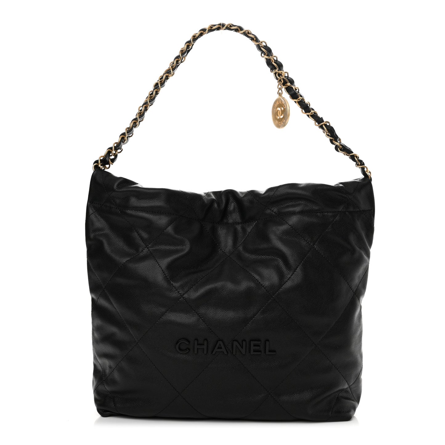 Shiny Caviar Quilted Monochrome Small Chanel 22 Black