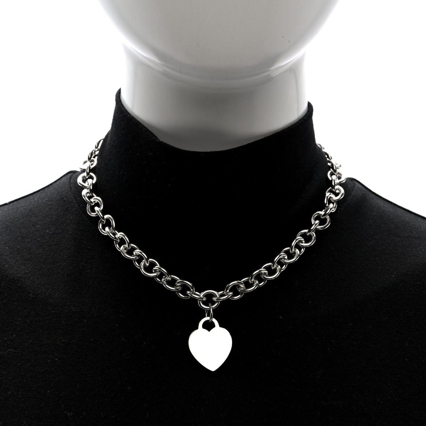 Sterling Silver Heart Tag Pendant Necklace