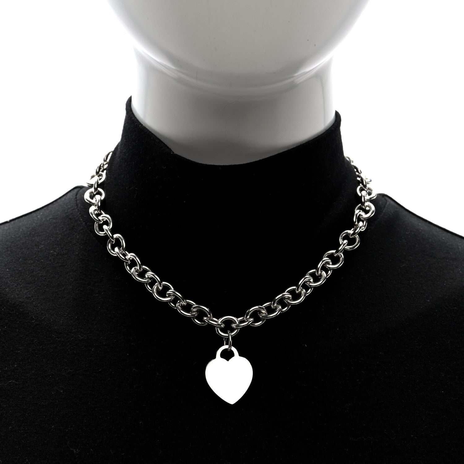 Tiffany Sterling Silver Heart Tag Pendant Necklace 2 of 6