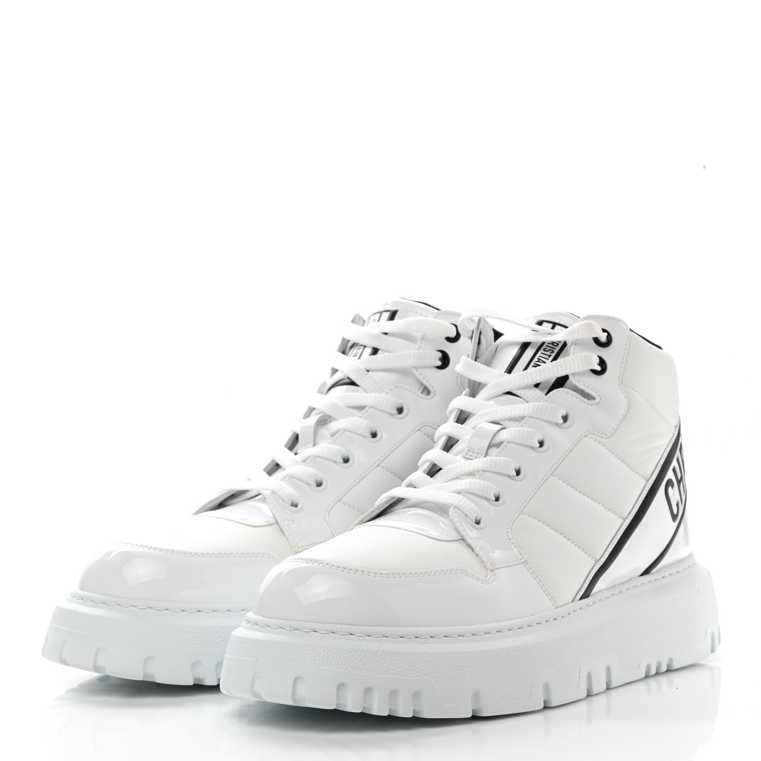 Christian Dior Nylon Fabric Womens D-Player High Top Sneakers 41 White Black 3 of 9