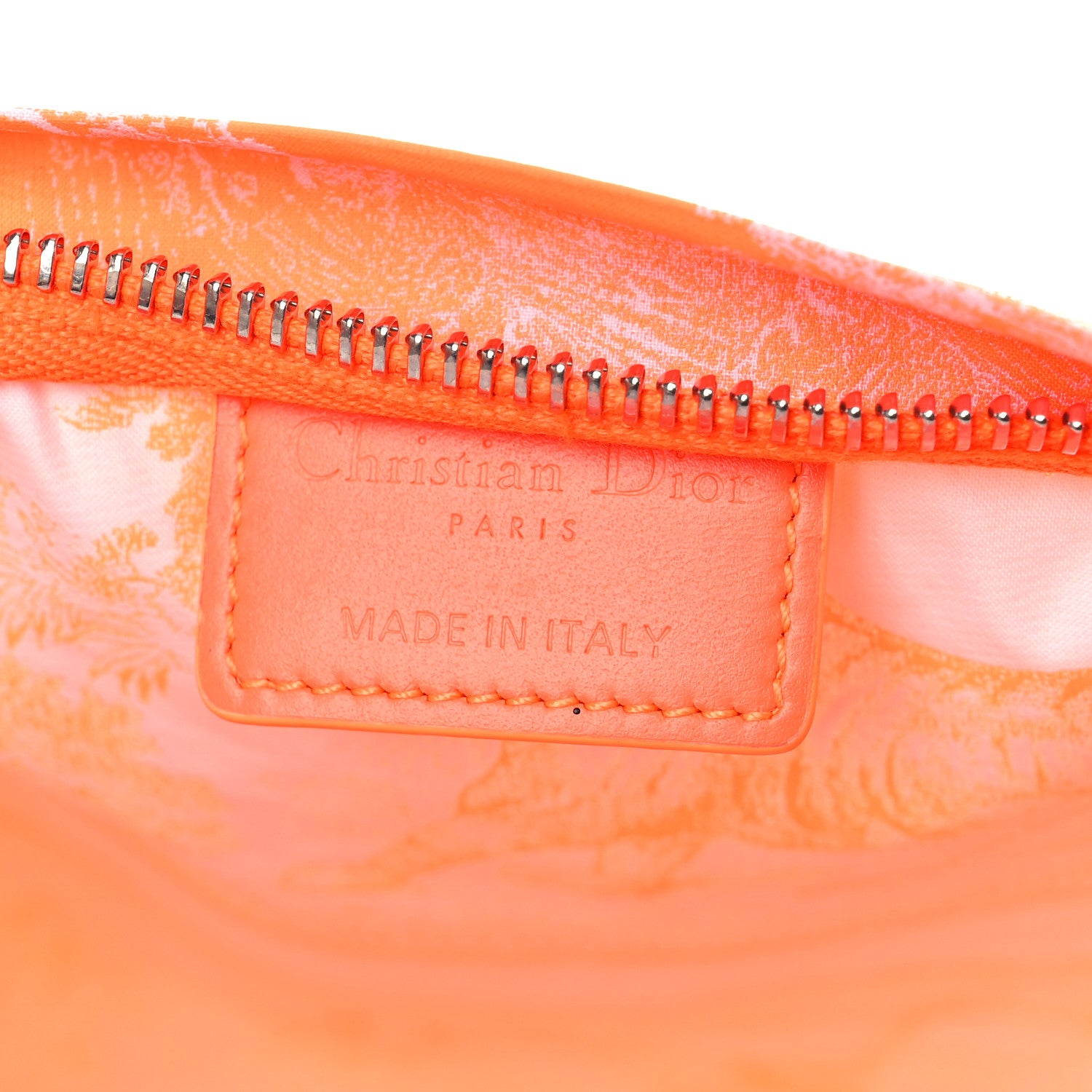 Christian Dior Canvas Embroidered Toile De Jouy Diortravel Zipped Pouch Orange 6 of 10
