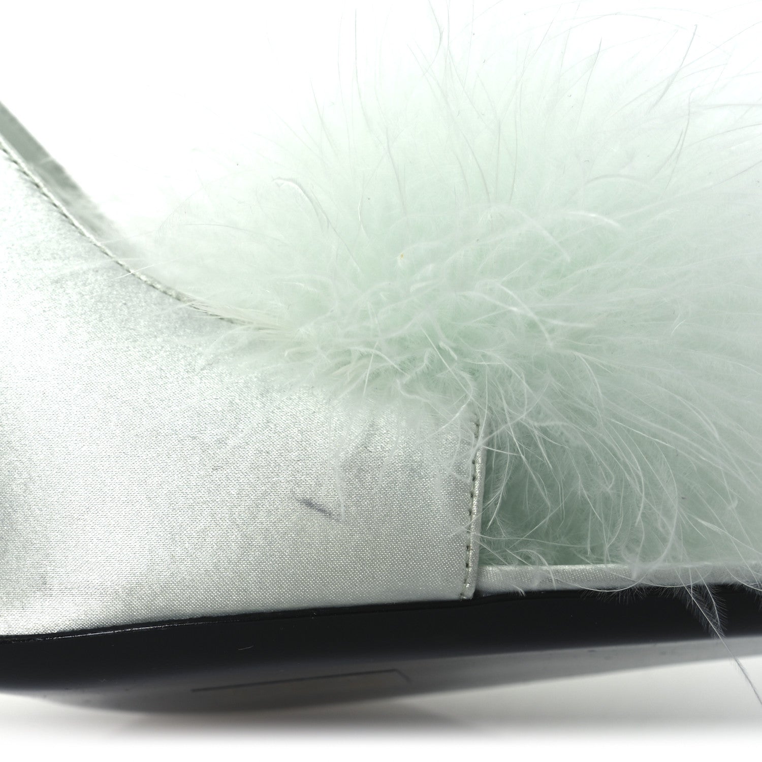 Saint Laurent Crepe Satin Blanco Feathered Sandals 39 Slight Green 14 of 15