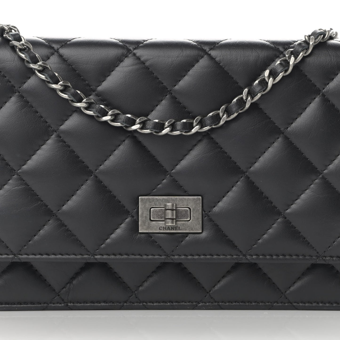 Aged Calfskin Quilted Reissue Wallet On Chain WOC Black