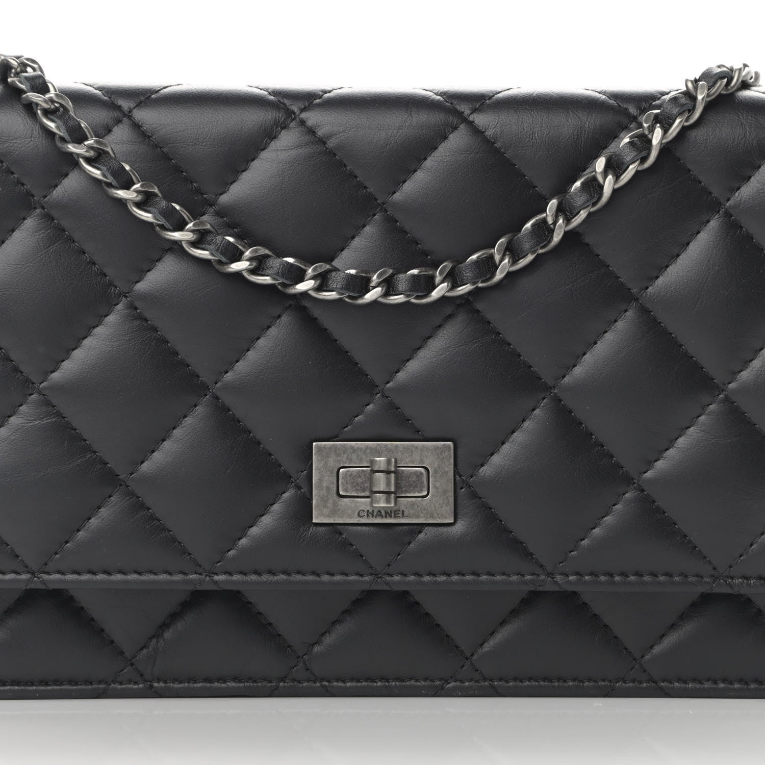 Chanel Aged Calfskin Quilted Reissue Wallet On Chain WOC Black 9 of 11
