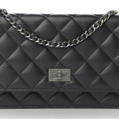Chanel Aged Calfskin Quilted Reissue Wallet On Chain WOC Black 9 of 11