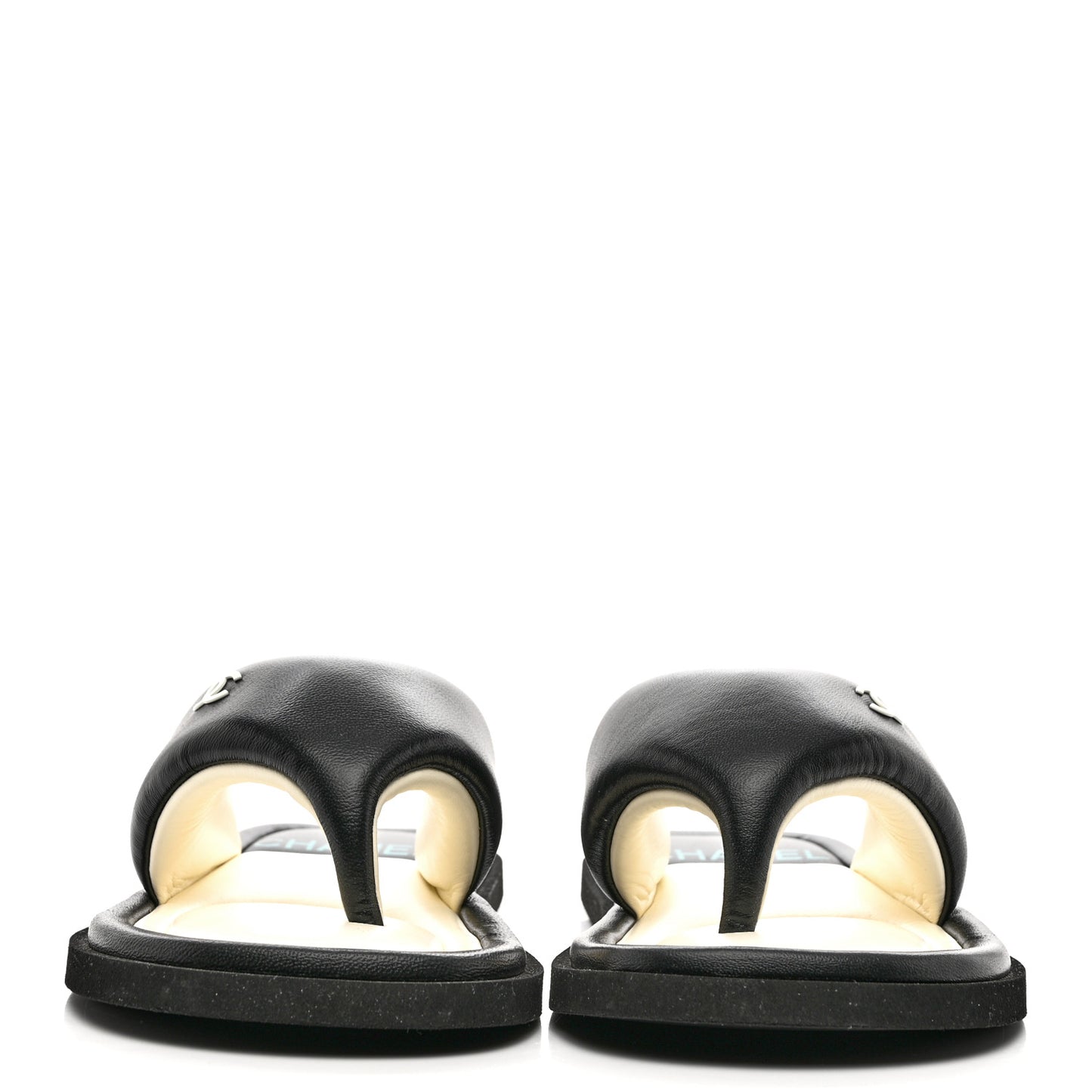 Lambskin Padded Pool Thong Sandals 40 Black